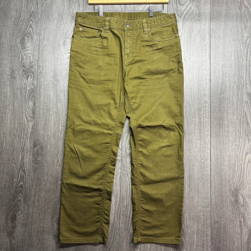 Prana Slim Fit Pants Mens 34x32 Olive Green Five Pocket Stretch Trousers